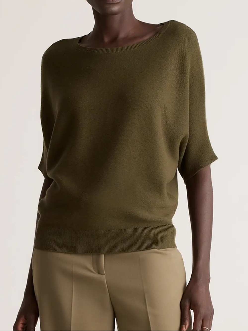 BNWT Quince Lightweight Cotton Cashmere Link-Stitch Dolman Sweater (Size XL)